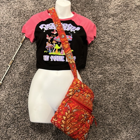 Orange Red Bright Blue Quilted Crossbody Bag - Picture 10 of 16